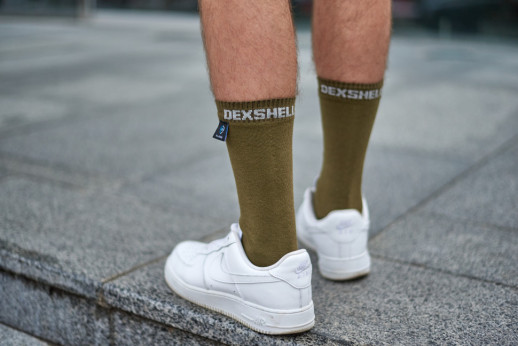 Водонепроникні шкарпетки DexShell Ultra Thin Crew, Хакі/Сірий L (43-46)